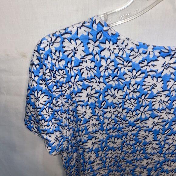 Lilly Pulitzer Womens Activewear Blouse Size Large Blue Floral Athleisure - Picture 11 of 12